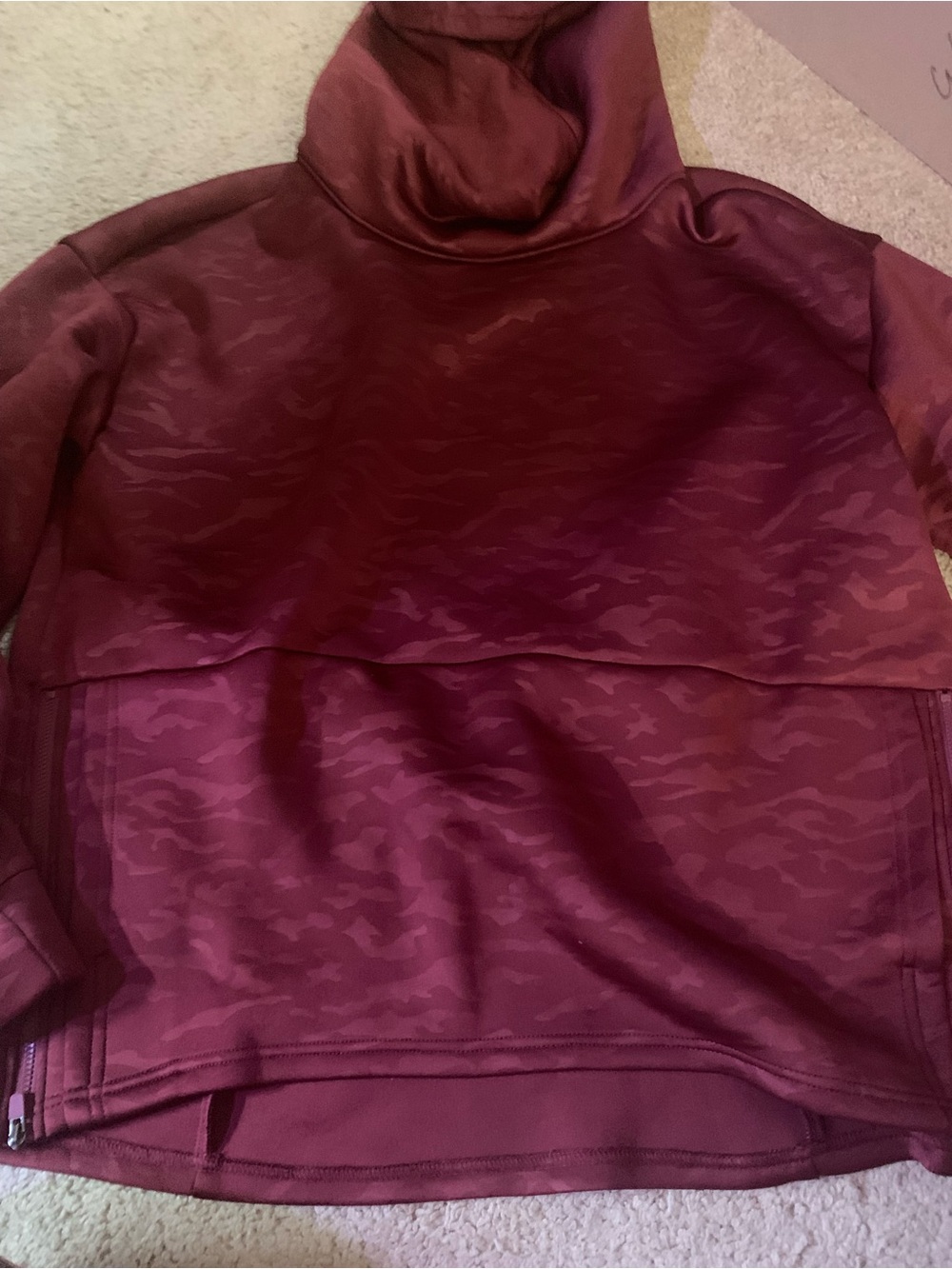 Fabletics Women’s Burgundy/Maroon Camo Hoodie Sweatshirt